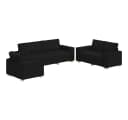 vidaXL 3-teiliges Sofa-Set Schwarz Leinenmischgewebe Bild 2