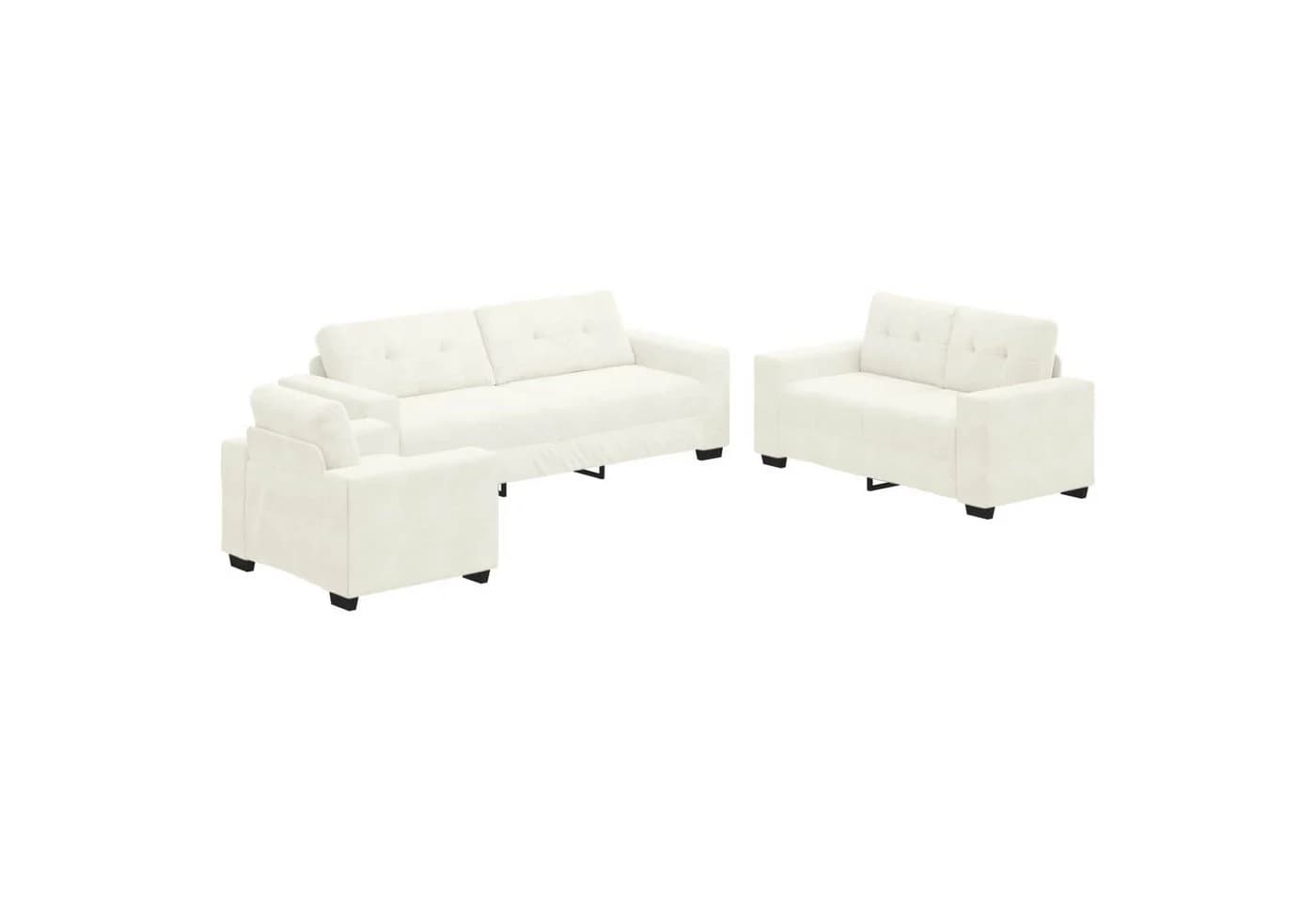 vidaXL Sofa-Set 3-teilig Creme Samt Modern - Bild 2