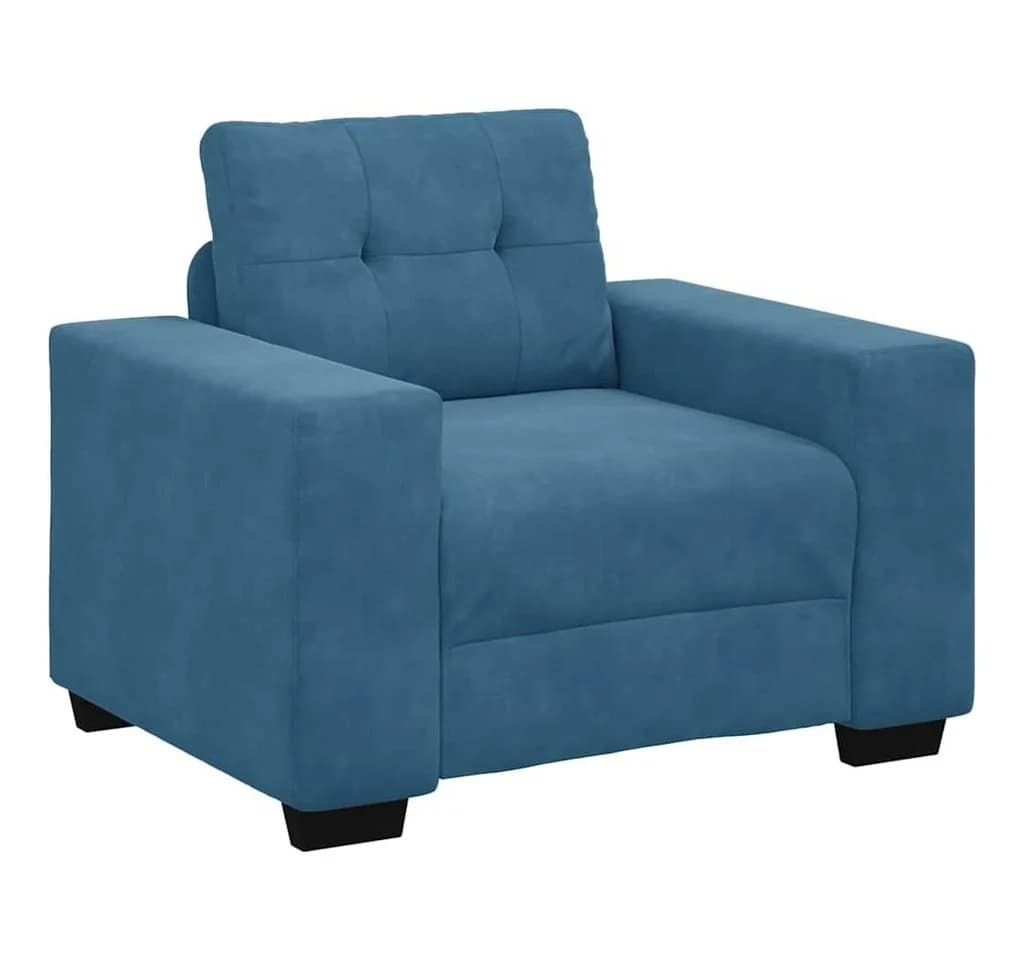 vidaXL Sofa-Set 3-tlg. Blau Samt mit Metallgestell - Bild 4