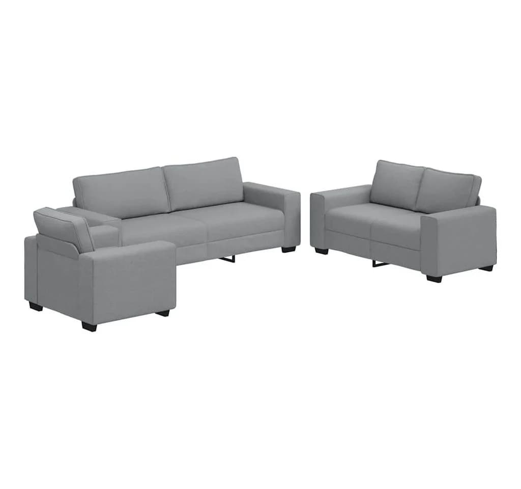 vidaXL Sofa 3-tlg. Sofagarnitur Hellgrau Stoff - Bild 2