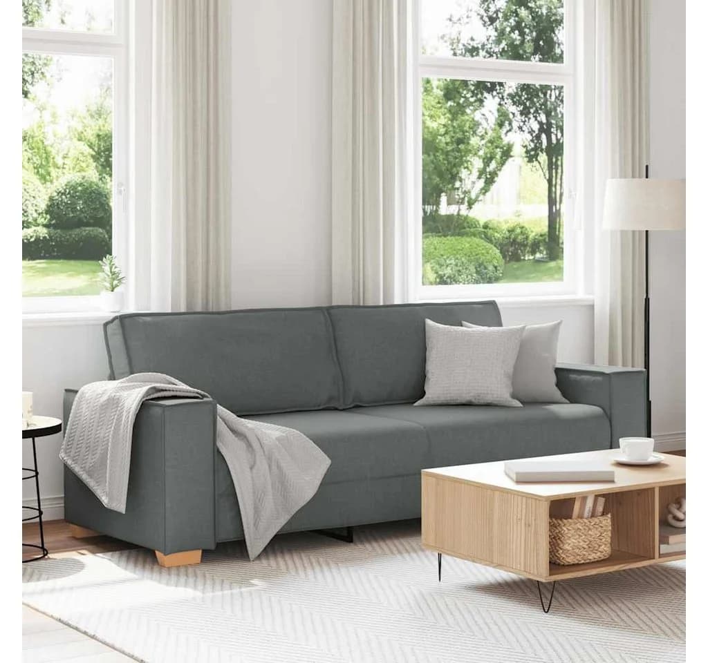 vidaXL 3-Sitzer Sofa Dunkelgrau Stoff Massivholz