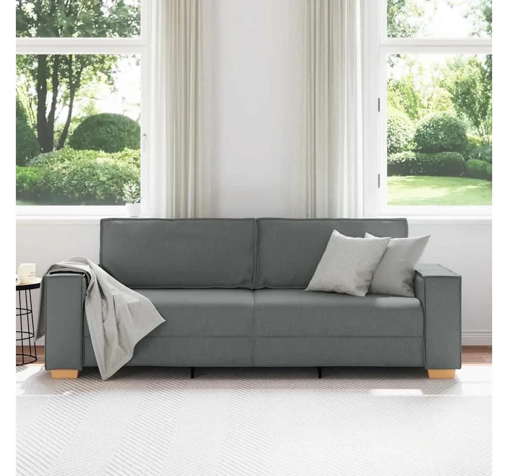 vidaXL 3-Sitzer Sofa Dunkelgrau Stoff Massivholz - Bild 3