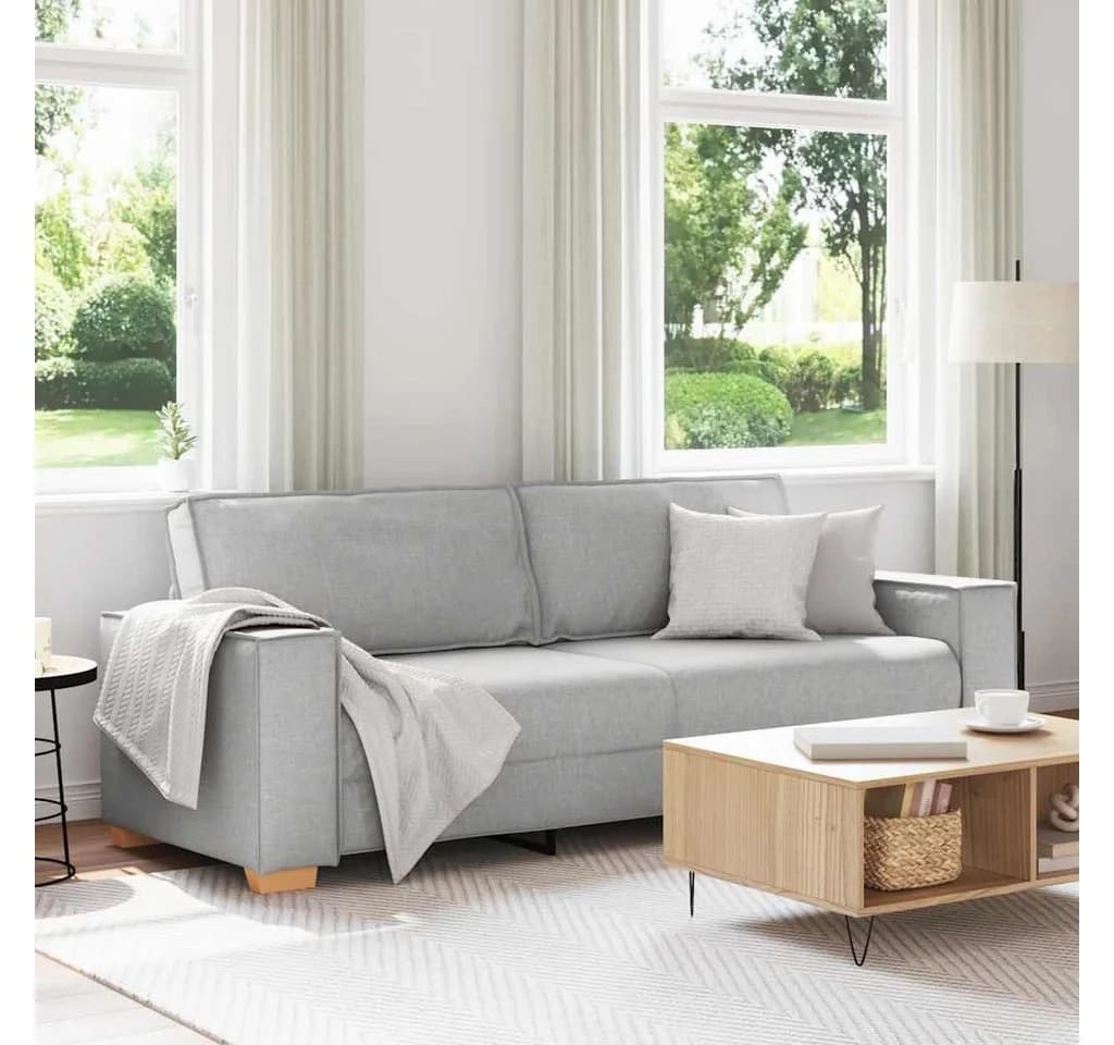 vidaXL 3-Sitzer-Sofa Wolkengrau Polyestergewebe
