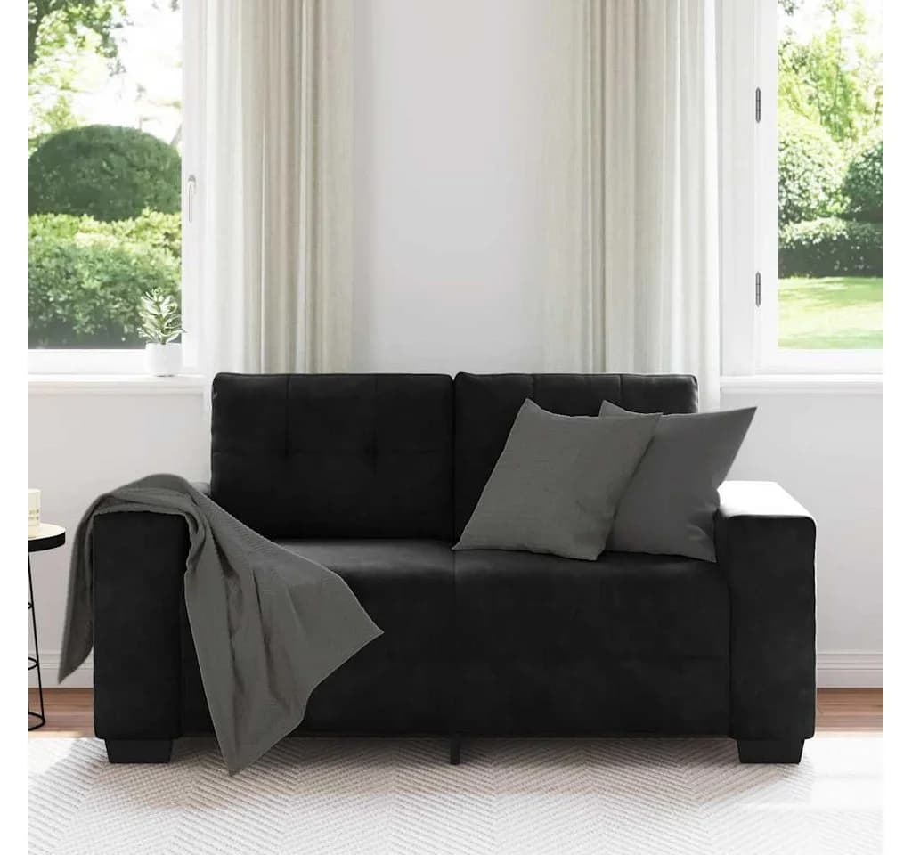 vidaXL Zweisitzer-Sofa Schwarz Samt Modernes Design - Bild 3