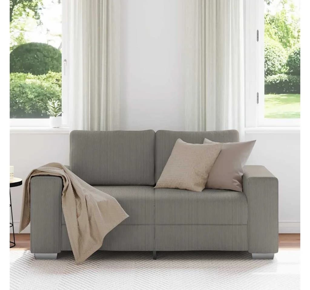 vidaXL Zweisitzer-Sofa Hellgrau Cordstoff Modern - Bild 3