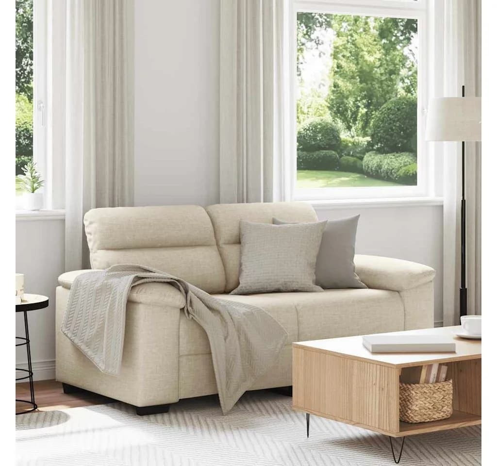 vidaXL 2-Sitzer Sofa Leinen Beige Modernes Polstersofa