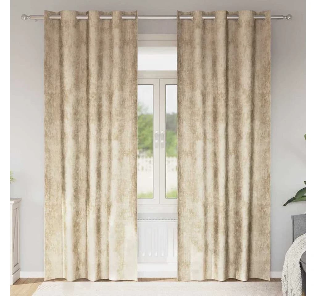 vidaXL Samtvorhänge Set 2 St. Creme 260x140 cm Verdunkelung