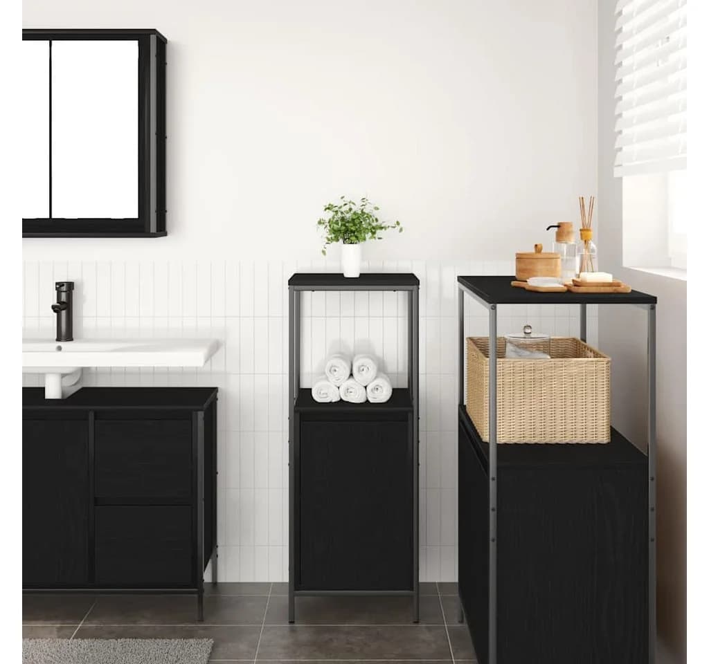 vidaXL Badezimmerspiegelschrank Schwarz Eichen-Optik mit Regalen - Bild 3
