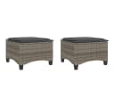 vidaXL Gartenhocker 2er-Set Grau mit Kissen Poly Rattan Bild 2
