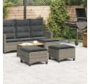 vidaXL Gartenhocker 2er-Set Grau mit Kissen Poly Rattan Bild 3