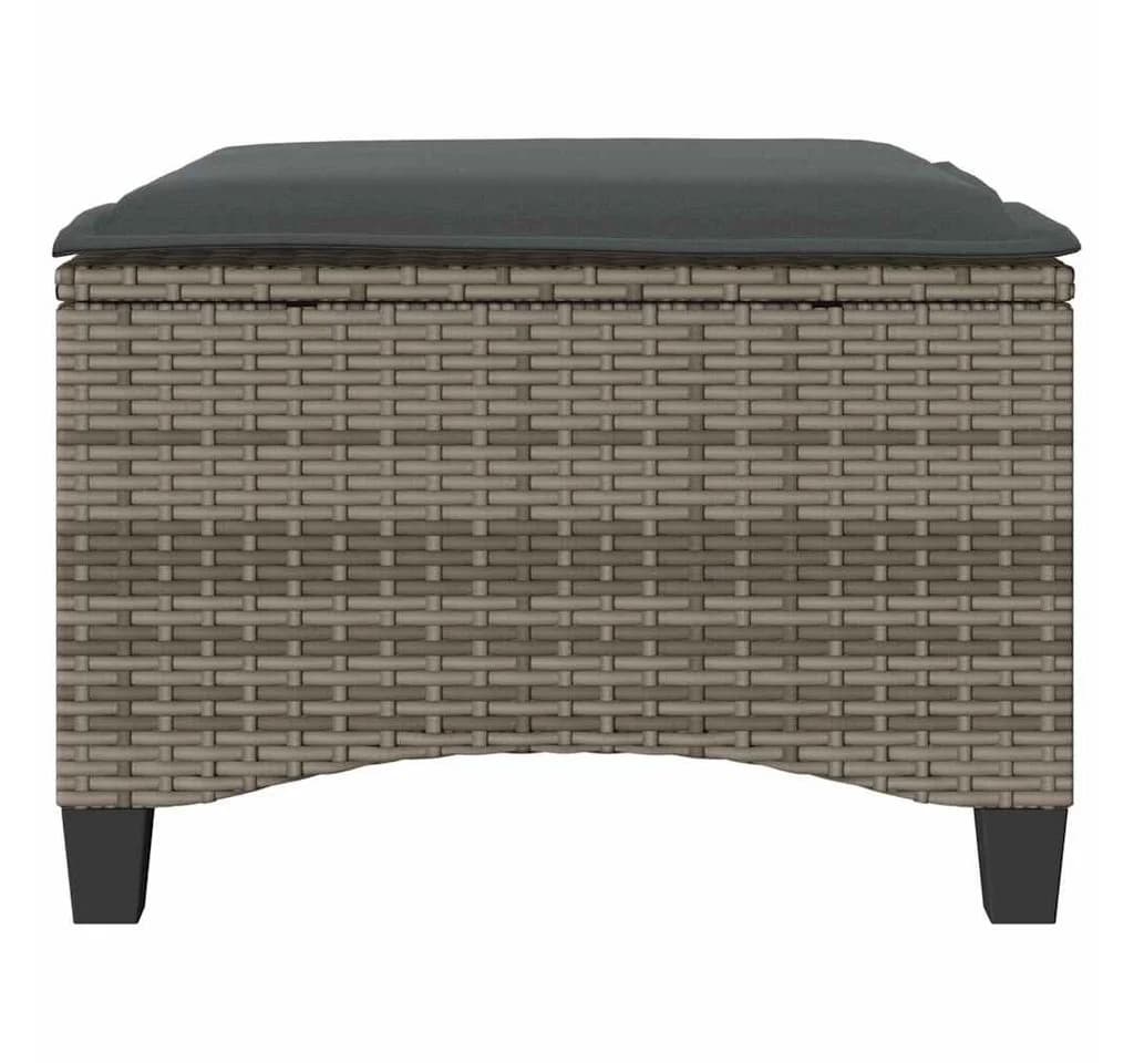 vidaXL Gartenhocker 2er-Set Grau mit Kissen Poly Rattan - Bild 4