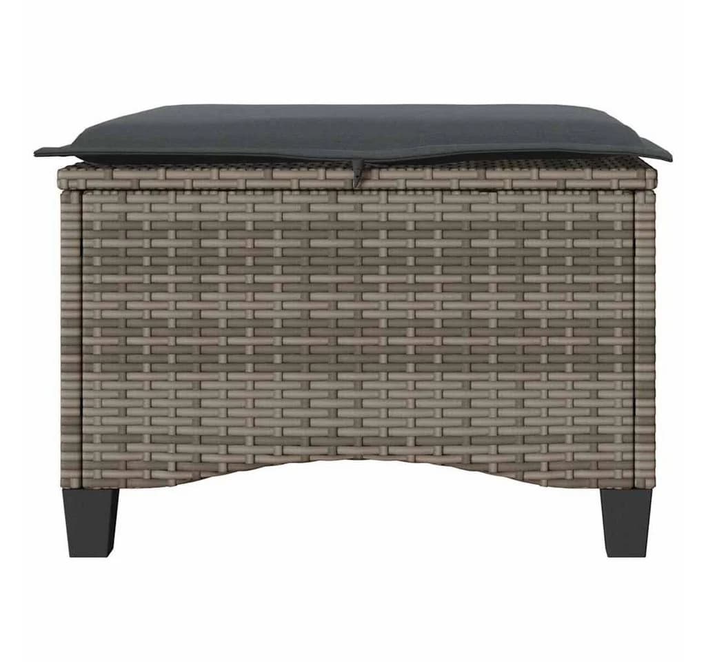 vidaXL Gartenhocker 2er-Set Grau mit Kissen Poly Rattan - Bild 5