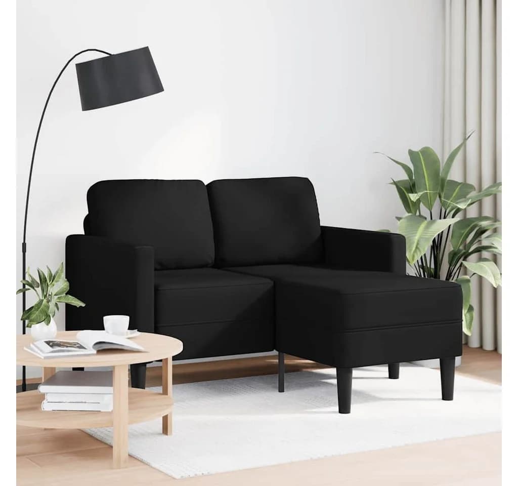 vidaXL 2-Sitzer-Sofa mit Chaiselongue L-förmig Schwarz Kunstleder