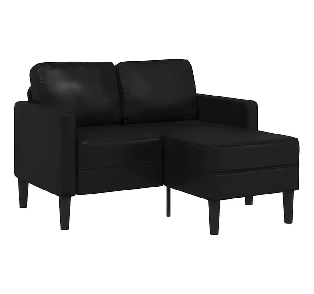 vidaXL 2-Sitzer-Sofa mit Chaiselongue L-förmig Schwarz Kunstleder - Bild 2