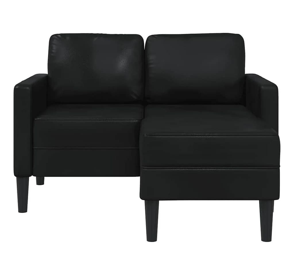 vidaXL 2-Sitzer-Sofa mit Chaiselongue L-förmig Schwarz Kunstleder - Bild 3