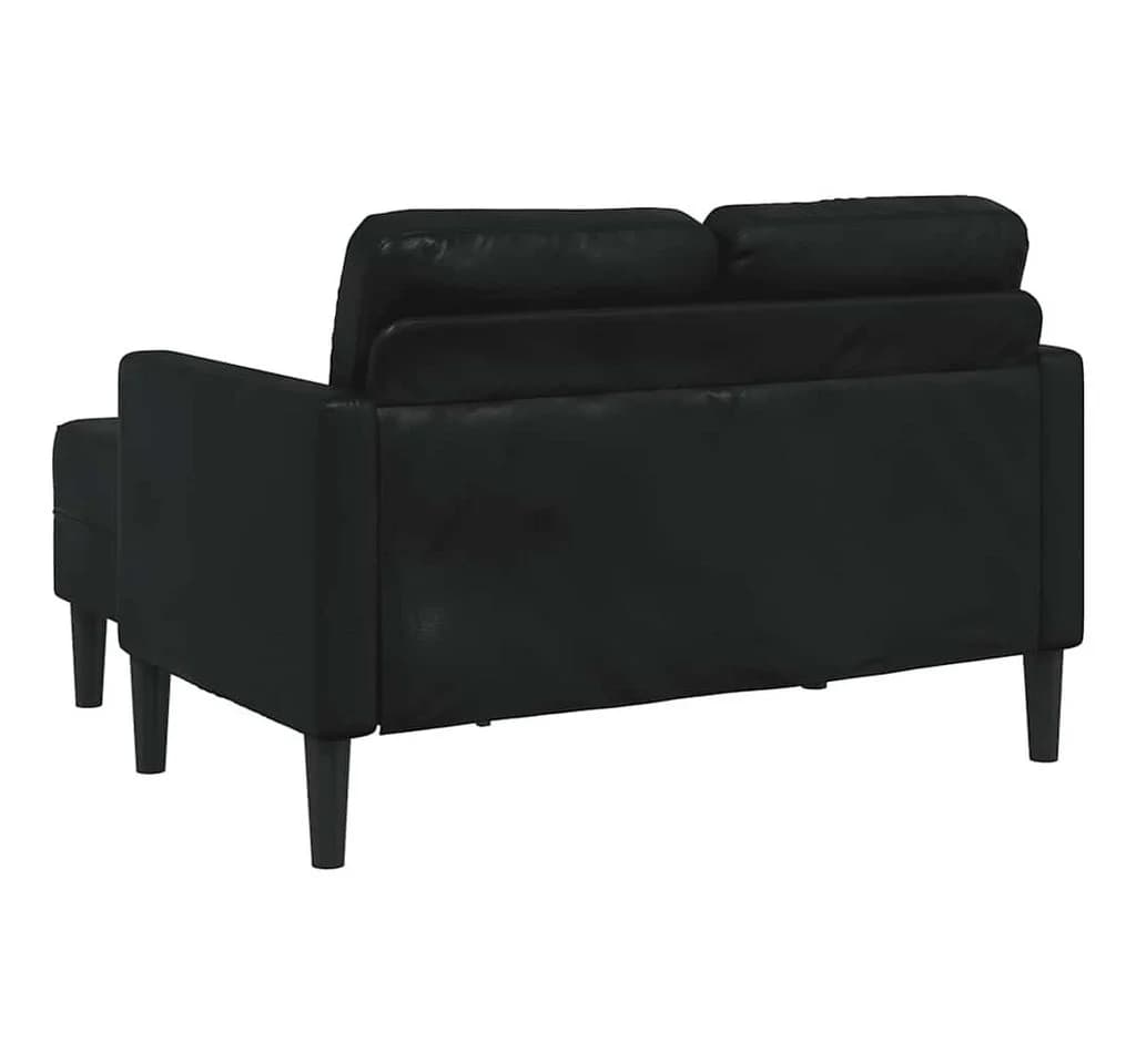 vidaXL 2-Sitzer-Sofa mit Chaiselongue L-förmig Schwarz Kunstleder - Bild 4