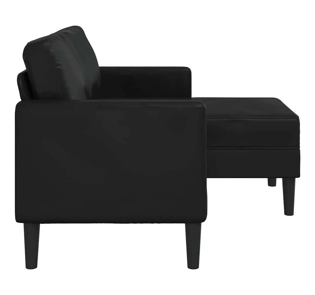 vidaXL 2-Sitzer-Sofa mit Chaiselongue L-förmig Schwarz Kunstleder - Bild 5