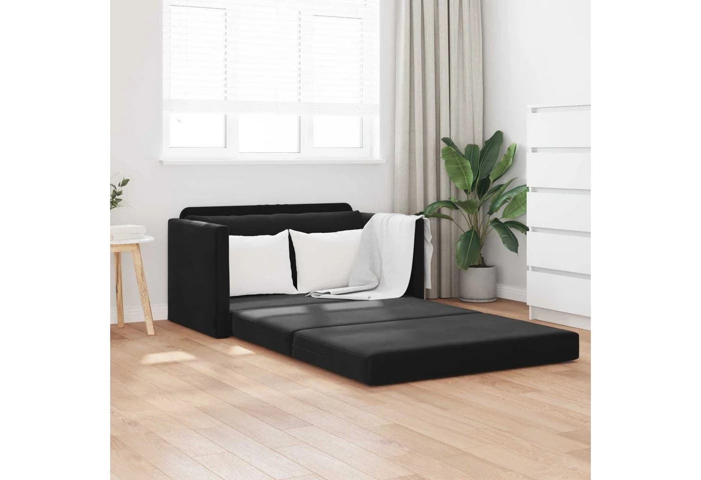 vidaXL Schlafsofa Schwarz Samt Modernes Sofa-Bett