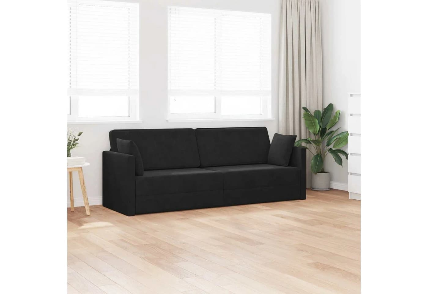 vidaXL Boden-Sofa-Bett Schwarz Samt Umwandelbar - Bild 3