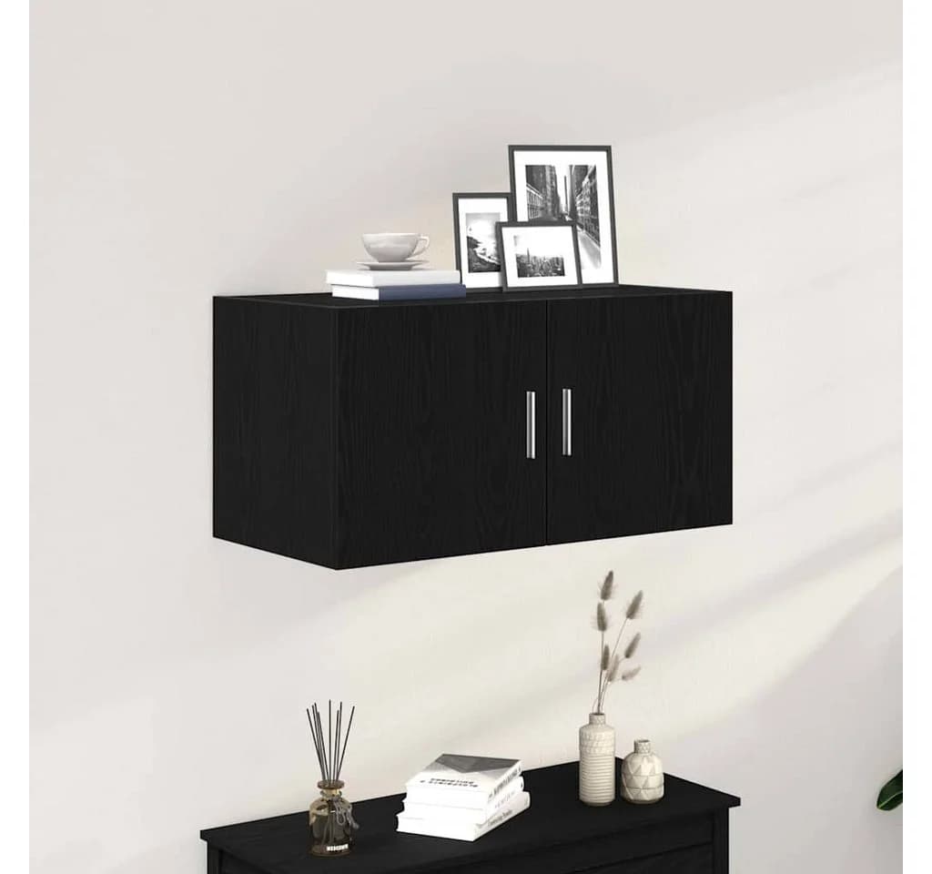 vidaXL Wandschrank Schwarz Eichen-Optik Holzwerkstoff