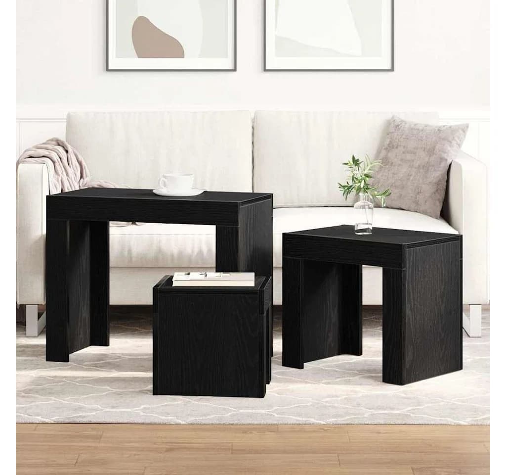 vidaXL Couchtisch Satztische 3er Set Schwarz Eichen-Optik - Bild 4