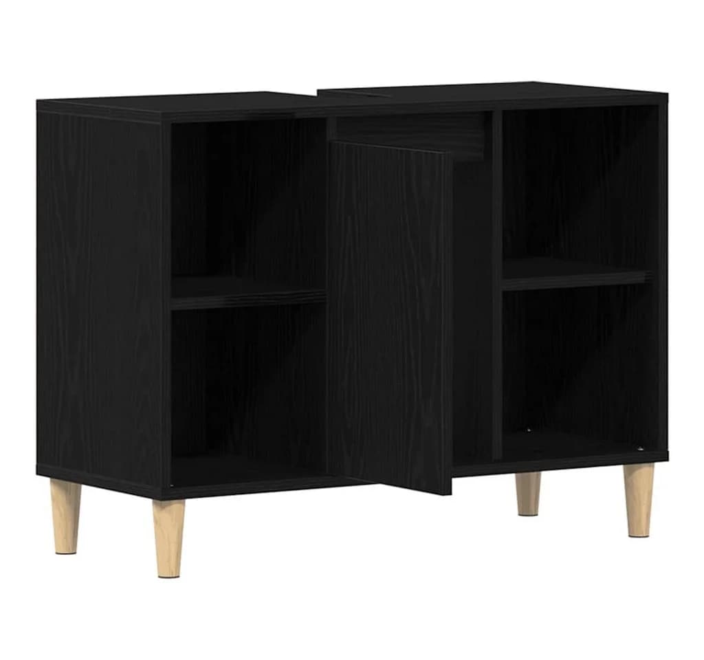 vidaXL Badezimmerspiegelschrank Spülbeckenschrank Schwarz Holzwerkstoff - Bild 2