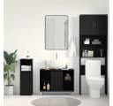 vidaXL Badezimmerspiegelschrank Spülbeckenschrank Schwarz Holzwerkstoff Bild 3