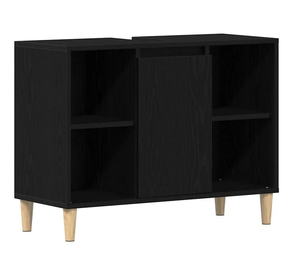 vidaXL Badezimmerspiegelschrank Spülbeckenschrank Schwarz Holzwerkstoff - Bild 5