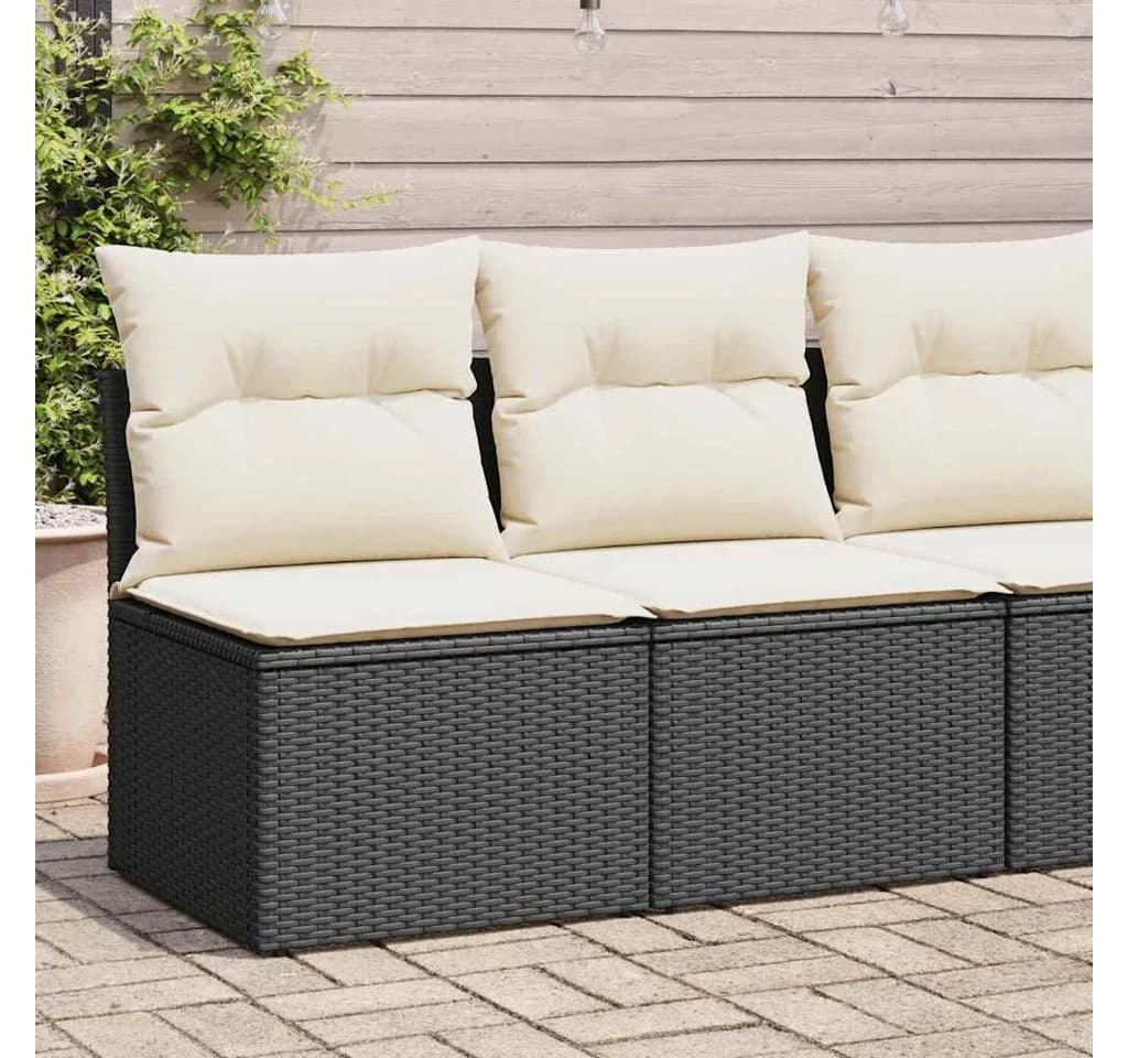vidaXL Gartenlounge-Set 2-tlg. Schwarz Poly Rattan mit Kissen