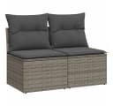 vidaXL Gartenlounge-Set 2-tlg. Grau Poly Rattan mit Kissen Bild 2