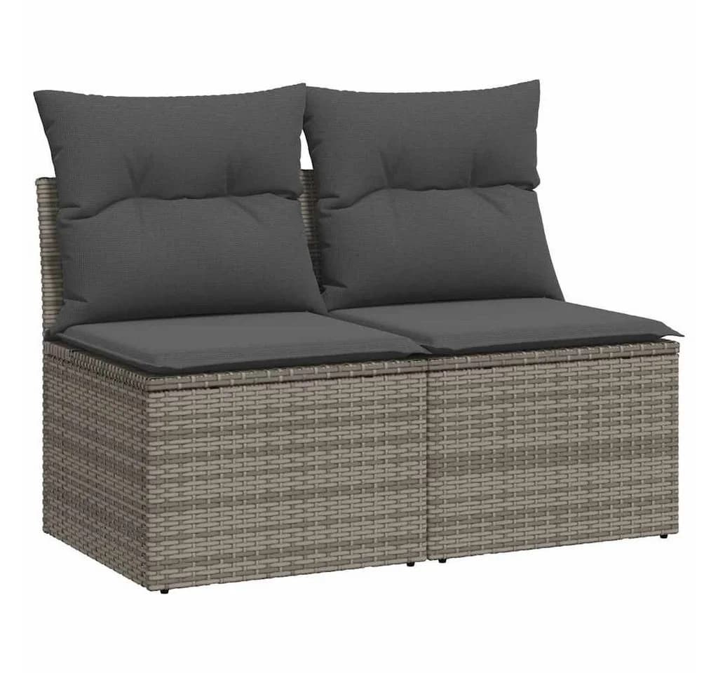 vidaXL Gartenlounge-Set 2-tlg. Grau Poly Rattan mit Kissen - Bild 2