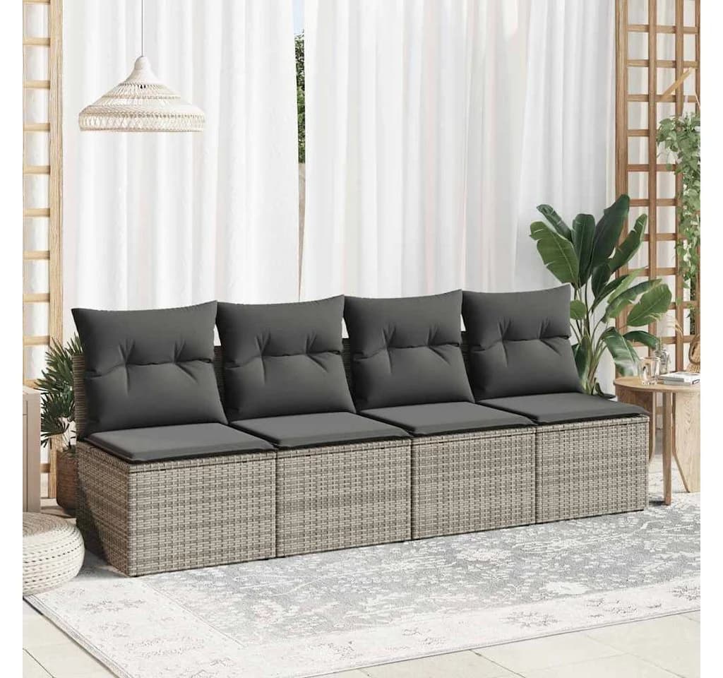 vidaXL Gartenlounge-Set 2-tlg. Grau Poly Rattan mit Kissen - Bild 3