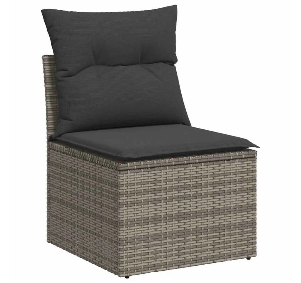 vidaXL Gartenlounge-Set 2-tlg. Grau Poly Rattan mit Kissen - Bild 4