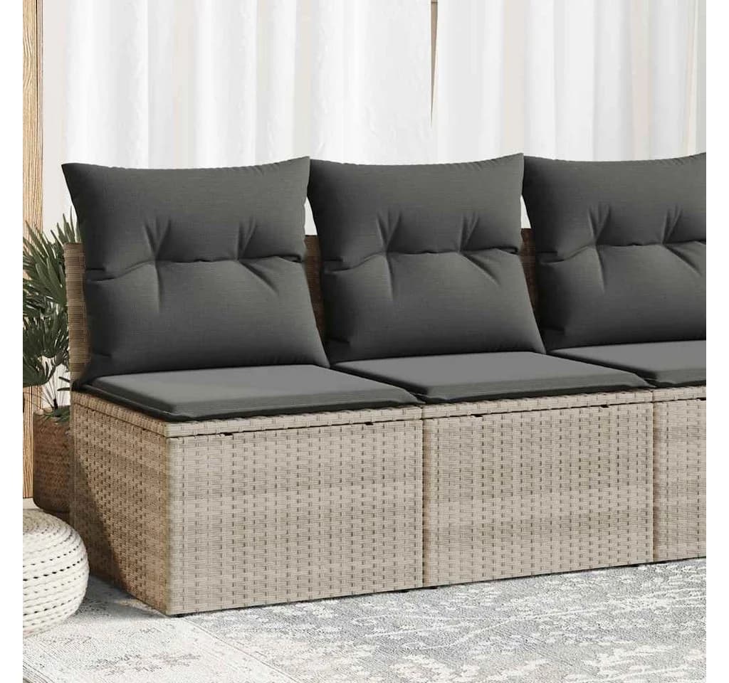 vidaXL Gartenlounge-Set 2-tlg. Hellgrau Poly Rattan mit Kissen