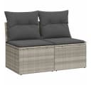 vidaXL Gartenlounge-Set 2-tlg. Hellgrau Poly Rattan mit Kissen Bild 2