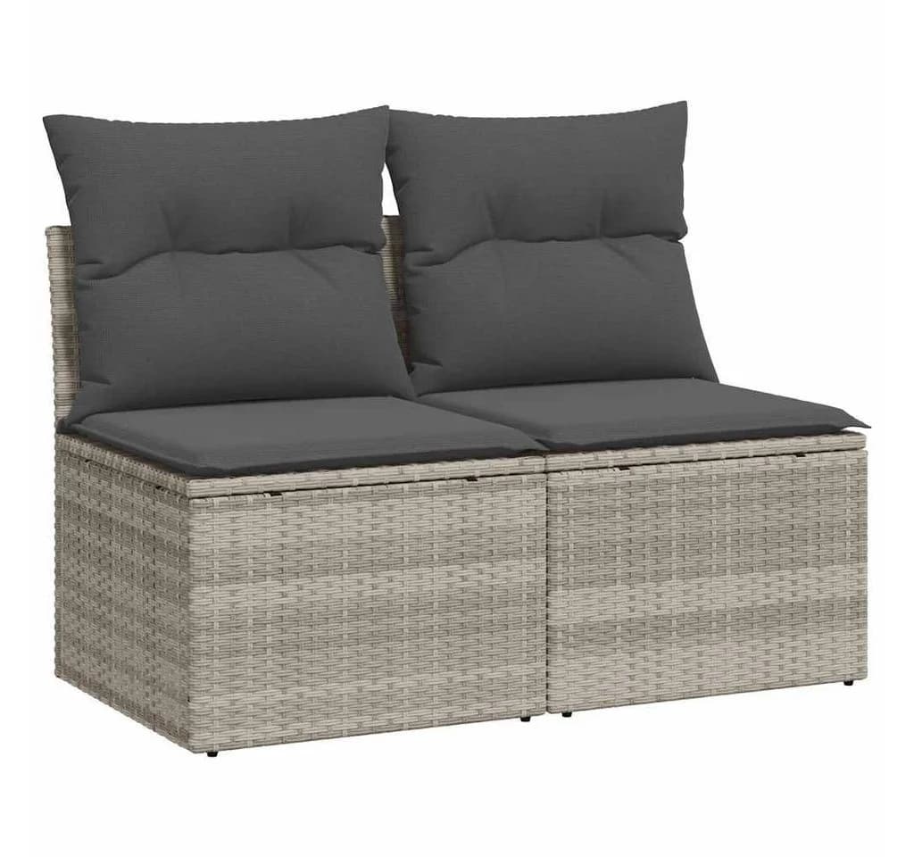 vidaXL Gartenlounge-Set 2-tlg. Hellgrau Poly Rattan mit Kissen - Bild 2