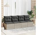 vidaXL Gartenlounge-Set 2-tlg. Hellgrau Poly Rattan mit Kissen Bild 3