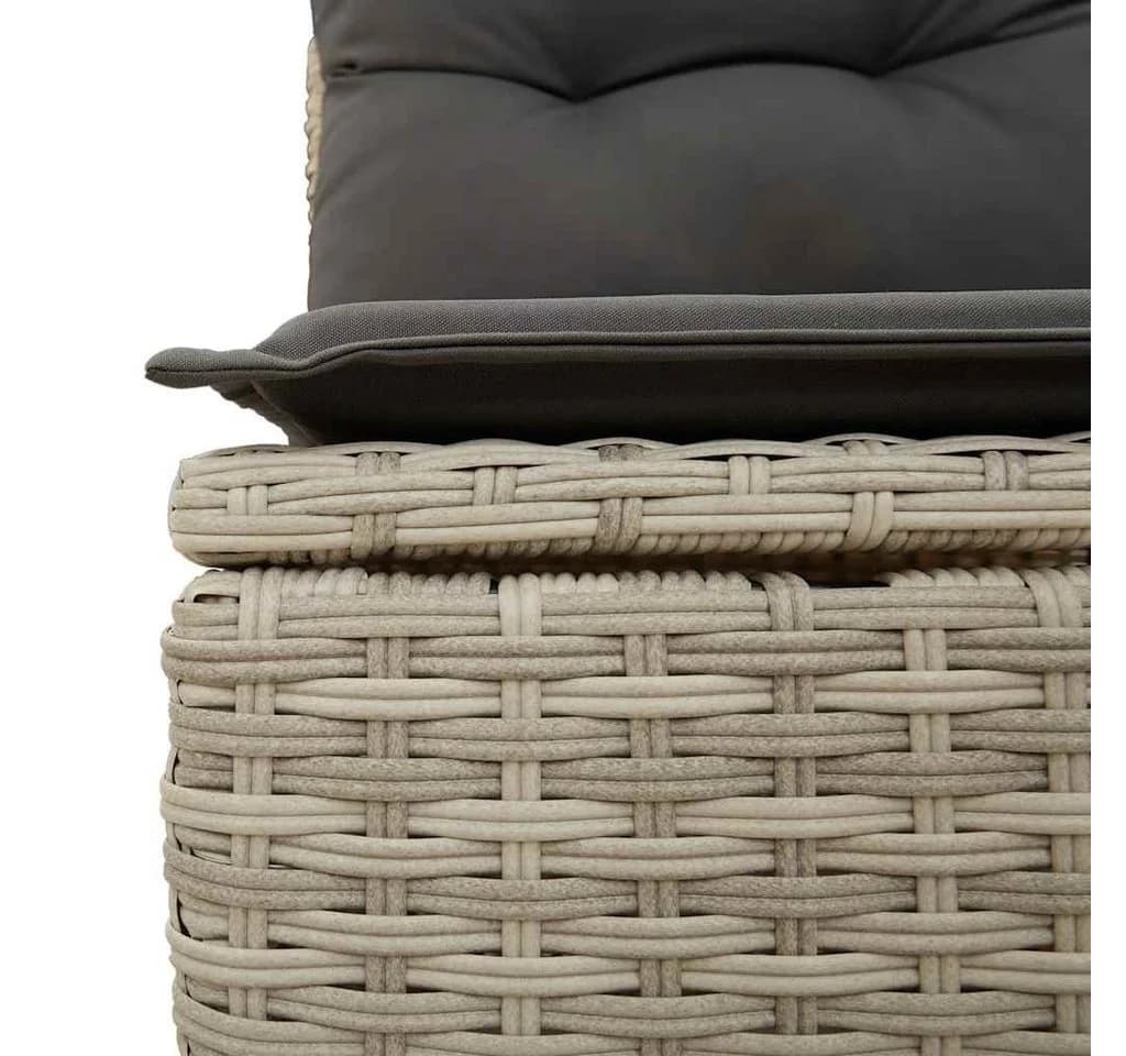 vidaXL Gartenlounge-Set 2-tlg. Hellgrau Poly Rattan mit Kissen - Bild 5