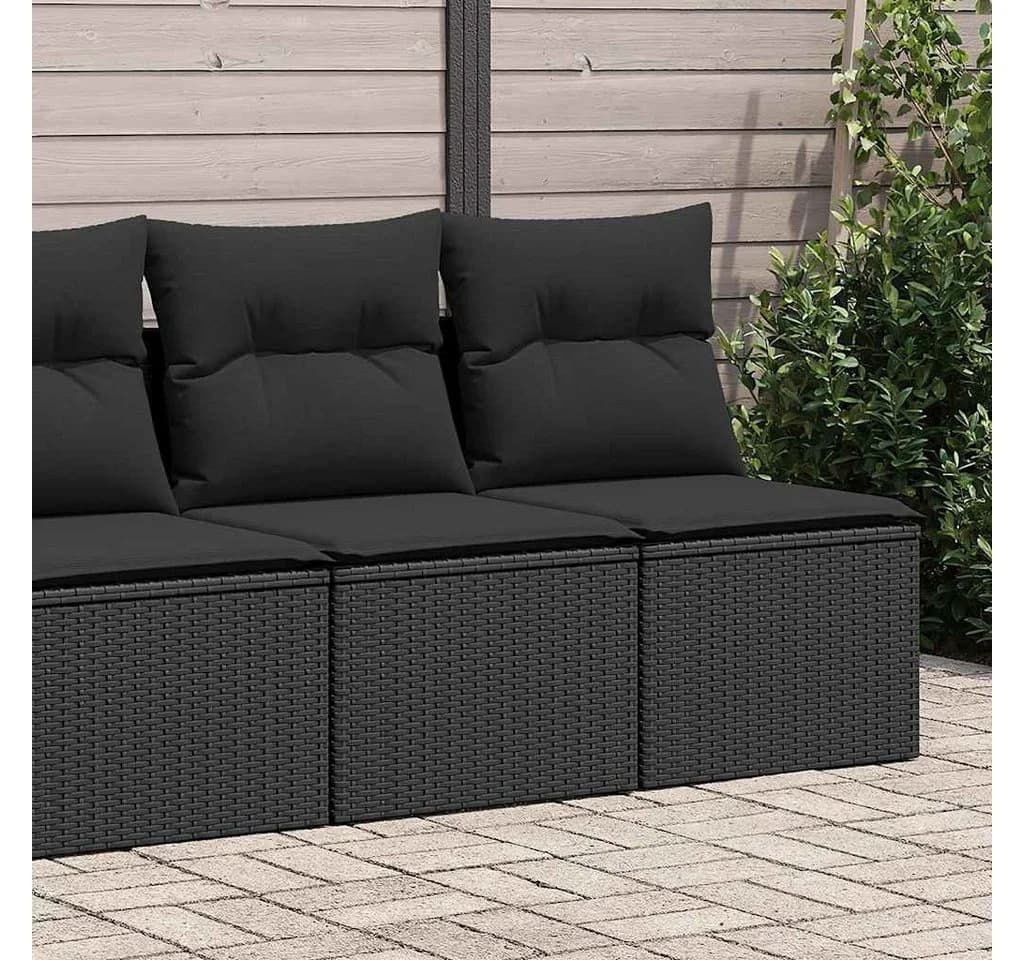 vidaXL Gartenlounge-Set 2-tlg. Schwarz Poly Rattan mit Kissen