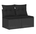 vidaXL Gartenlounge-Set 2-tlg. Schwarz Poly Rattan mit Kissen Bild 2