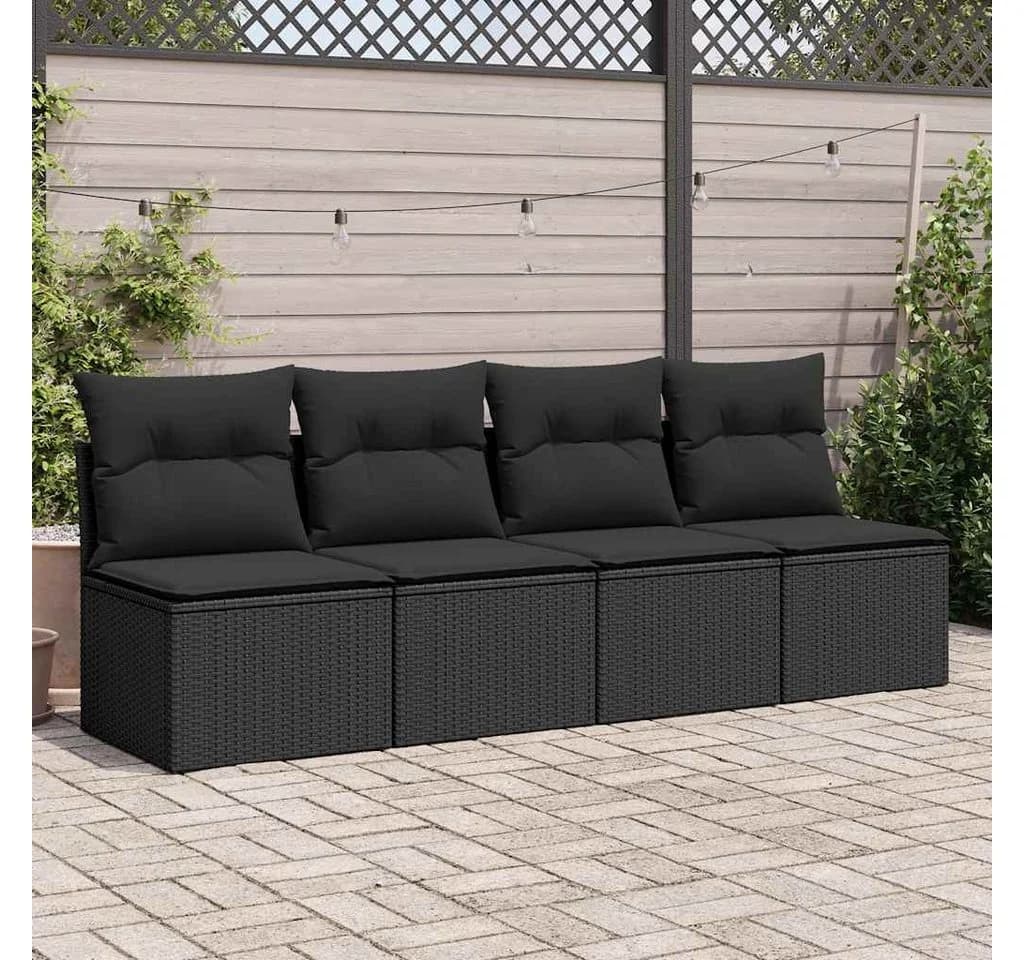 vidaXL Gartenlounge-Set 2-tlg. Schwarz Poly Rattan mit Kissen - Bild 3