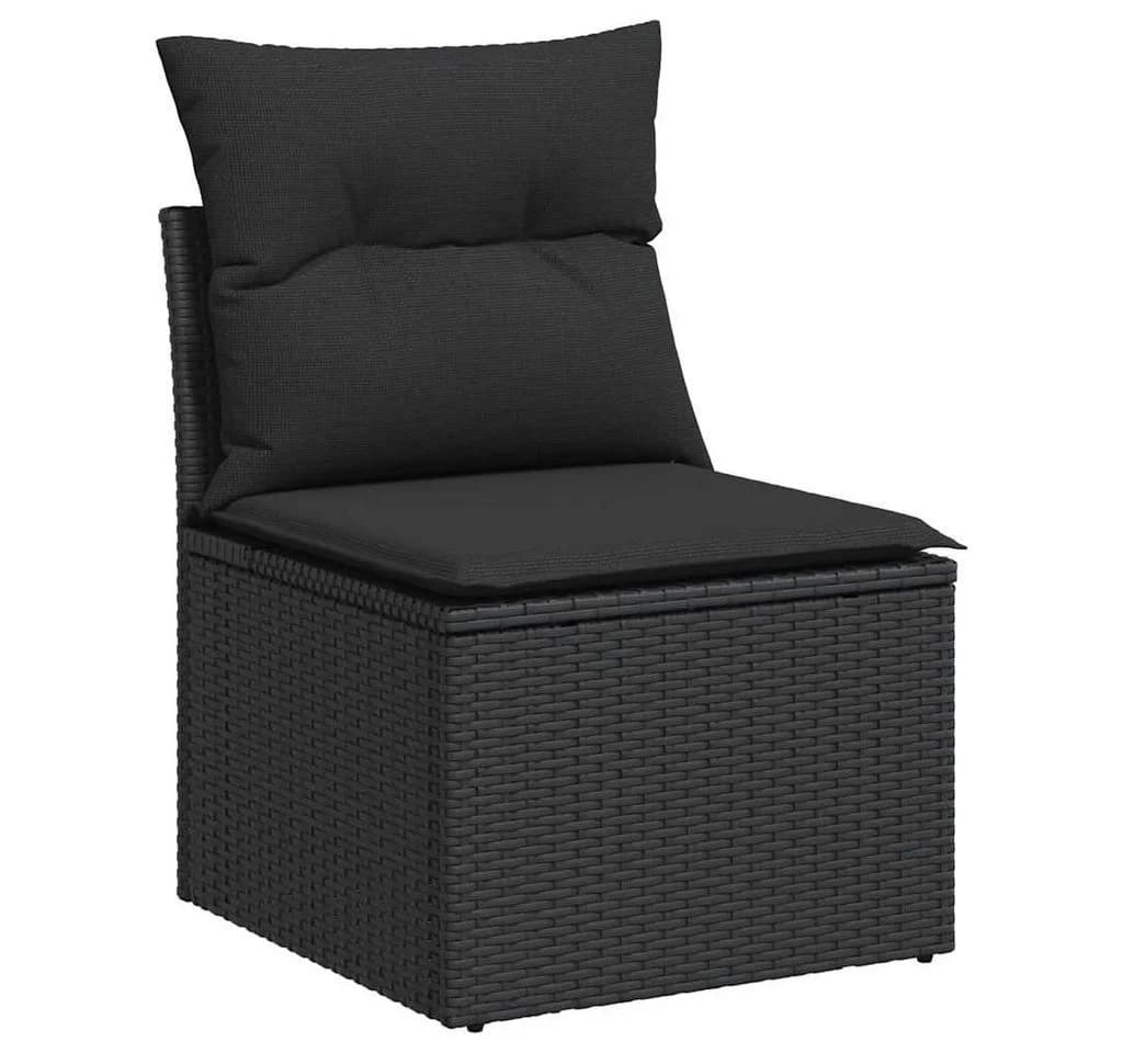 vidaXL Gartenlounge-Set 2-tlg. Schwarz Poly Rattan mit Kissen - Bild 4