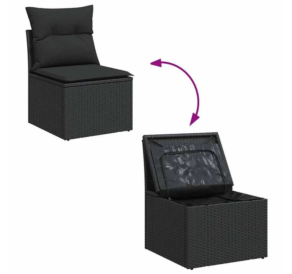 vidaXL Gartenlounge-Set 2-tlg. Schwarz Poly Rattan mit Kissen - Bild 5
