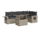 vidaXL Gartenlounge-Set 6-tlg. Hellgrau Poly Rattan mit Kissen Bild 2