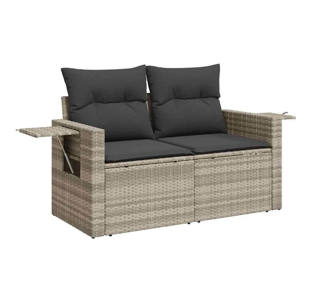vidaXL Gartenlounge-Set 6-tlg. Hellgrau Poly Rattan mit Kissen - Bild 5