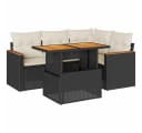 vidaXL Gartenlounge-Set 5-tlg. Schwarz Poly Rattan mit Kissen Bild 2