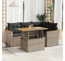 vidaXL Gartenlounge-Set 5-tlg. Grau Poly Rattan mit Kissen Bild 1