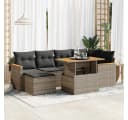 vidaXL Gartenlounge-Set 7-tlg. Grau Poly Rattan mit Kissen Bild 1