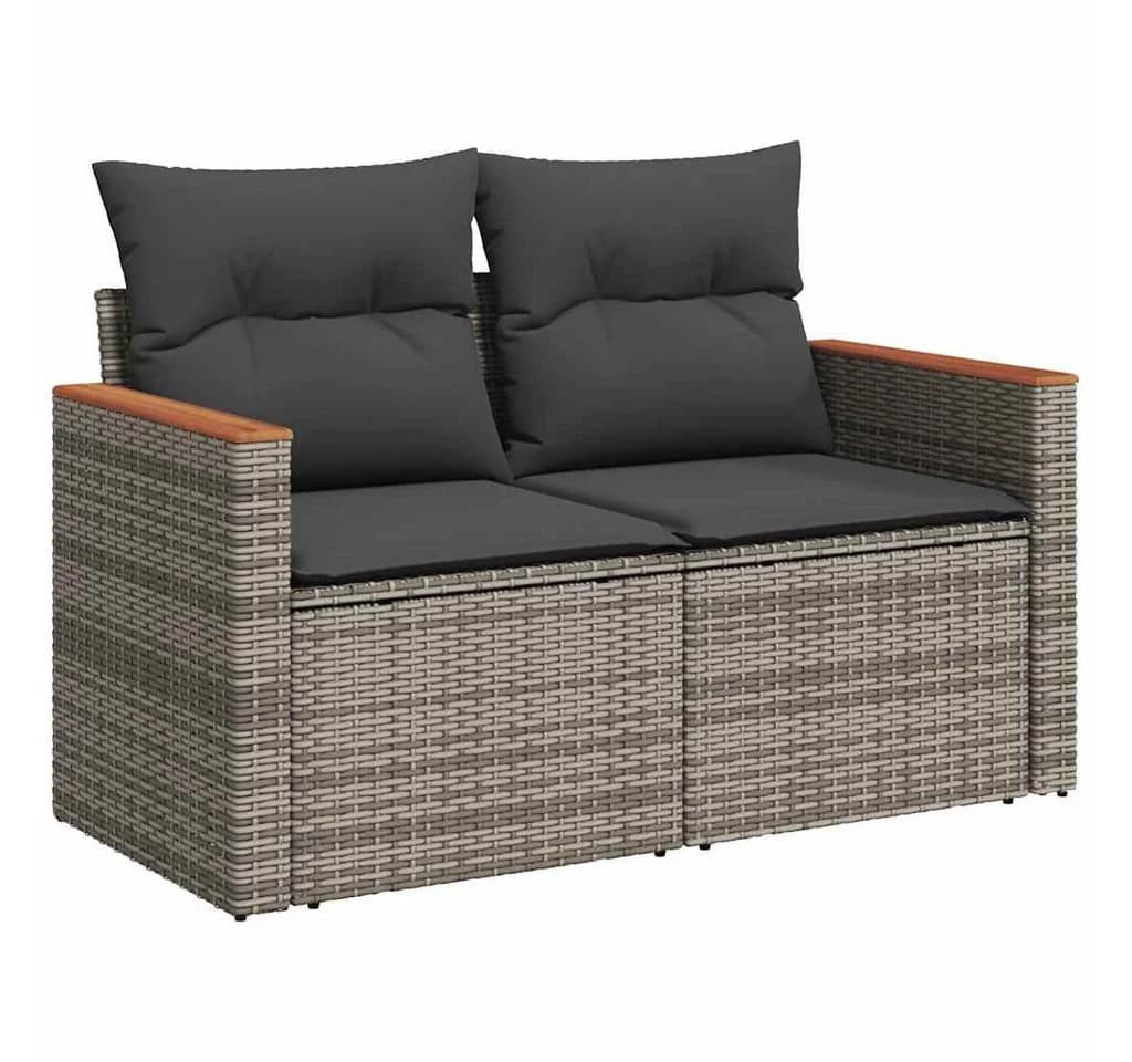 vidaXL Gartenlounge-Set 7-tlg. Grau Poly Rattan mit Kissen - Bild 5