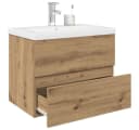 vidaXL Badezimmerschrank mit Einbaubecken und Wasserhahn Weiß/Artisan-Eiche Bild 1